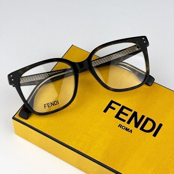 NEW Fendi FE50004I 052 Havana Square Women Eyeglasses FE 50004I - Picture 2 of 13
